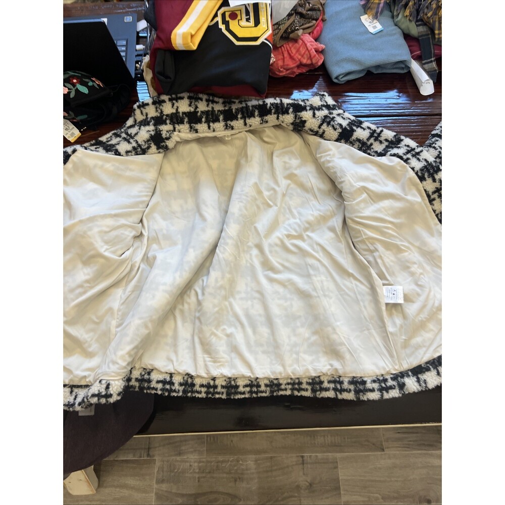 EASEL Ivory Black Checkerboard Jacket Women’s Large Gingham Casual Travel - Picture 9 of 9